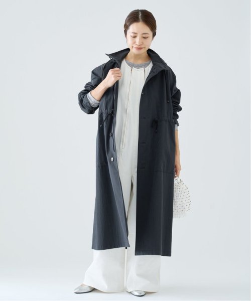 コットンナイロンタッサーオーバーコート ネイビー イエロー