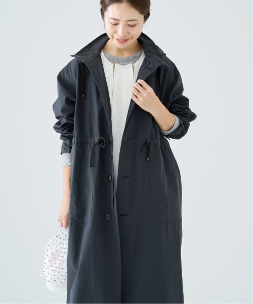 コットンナイロンタッサーオーバーコート ネイビー イエロー