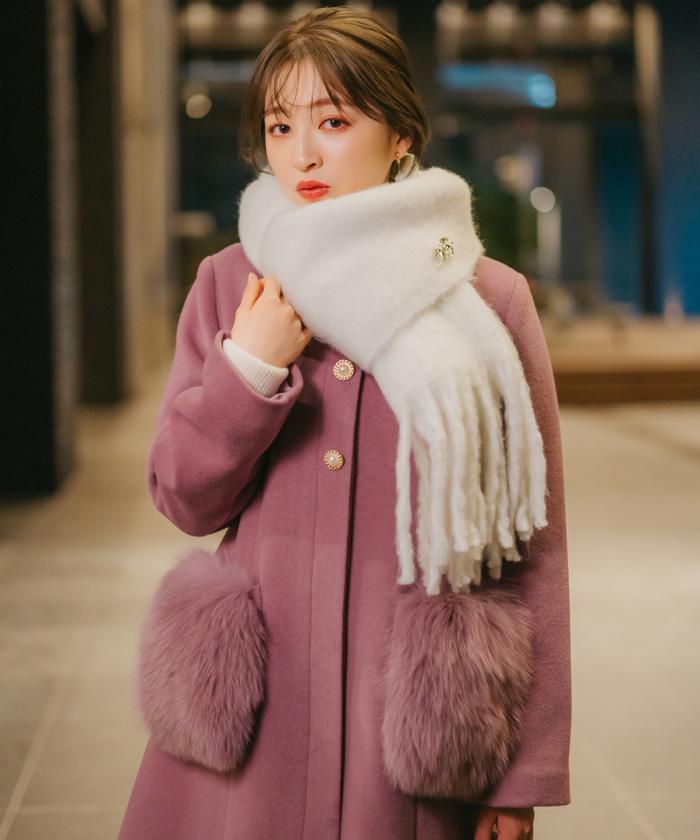 ジャスグリッティー ファーコート ピンク ジャスグリッティーJUSGLITTY