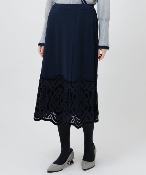 HIROKO BIS(ヒロコビス)/【洗える】ベロア刺繍レースフレアスカート/img01