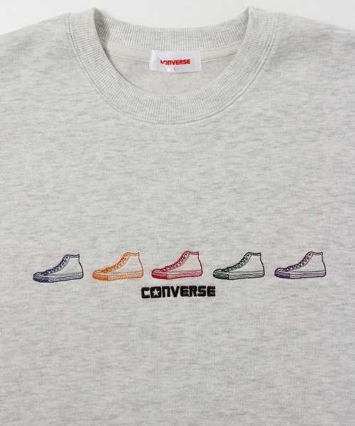 CONVERSE(コンバース)/【CONVERSE/コンバース】シューズ刺繍　裏起毛ワイドクルーネックトレーナー/img01