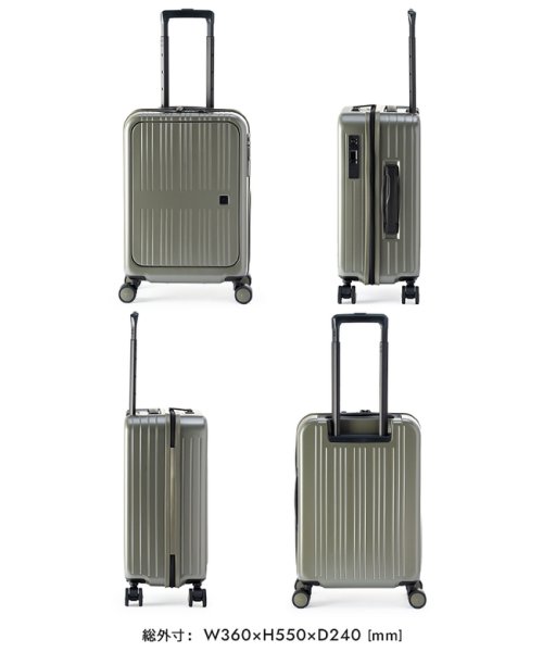 アジアラゲージ ピタフラット スーツケース 37L Sサイズ 機内持ち込み フロントオープン ストッパー ALI Pitaflat PIF－8810－18 Silent ｜約 前輪だけが止まるので Lisof® Run