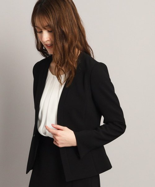 【洗える/日本製/セレモニー/オフィス】女性らしいシルエットと着心地の良さが叶うノーカラージャケット 