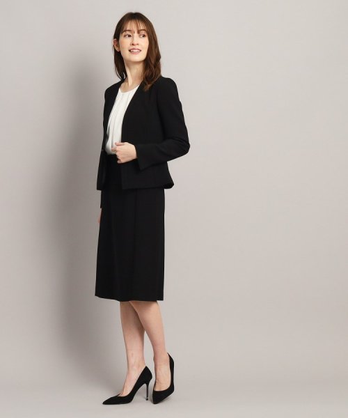 【洗える/日本製/セレモニー/オフィス】女性らしいシルエットと着心地の良さが叶うノーカラージャケット 