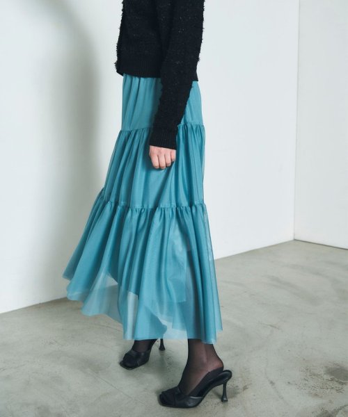 チュールティアードスカート 