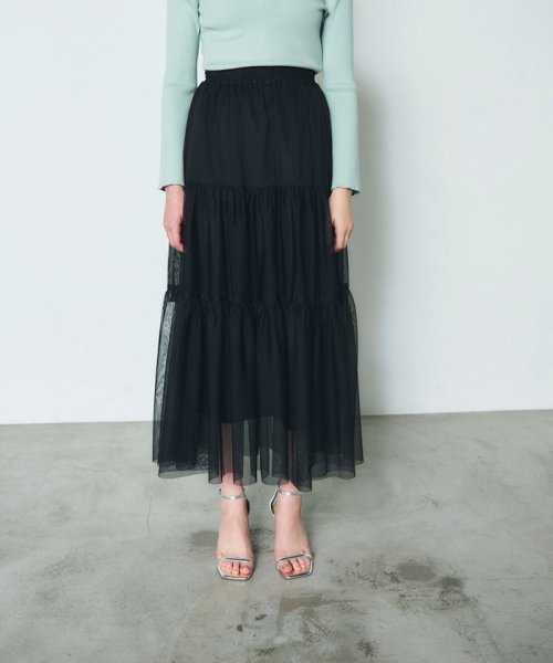 チュールティアードスカート 