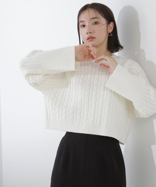 NATURAL BEAUTY BASIC(ナチュラルビューティーベーシック)/クロップドケーブルニット　24SS/img14