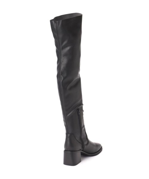 ストレッチフェイクレザーニーハイブーツ 