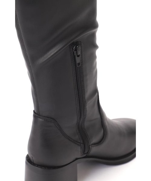 ストレッチフェイクレザーニーハイブーツ 