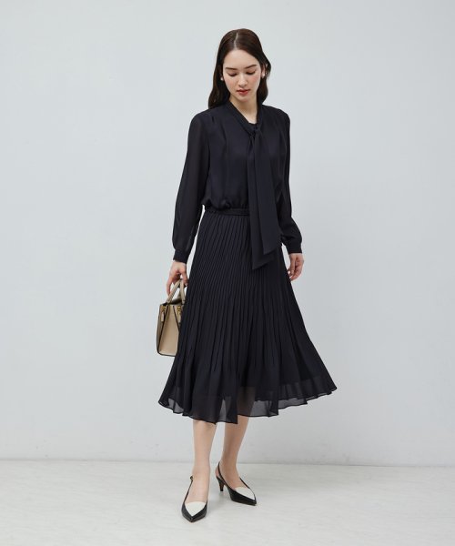 ジョーゼット シフォンプリーツワンピース【セレモニー対応】 品番 ジョーゼット シフォンプリーツワンピース 洗える トリアセテート