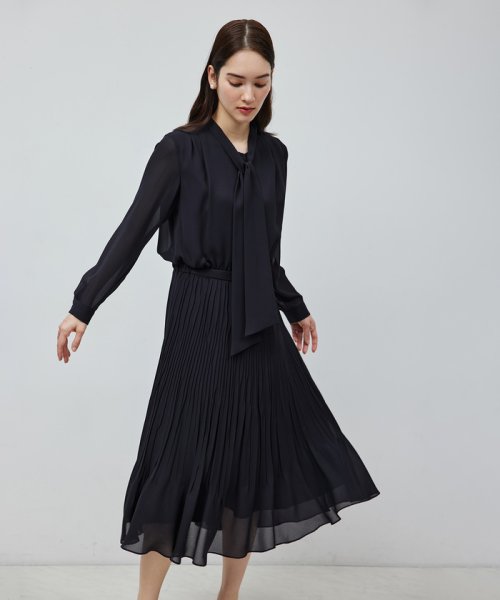 ジョーゼット シフォンプリーツワンピース【セレモニー対応】 品番 ジョーゼット シフォンプリーツワンピース 洗える トリアセテート