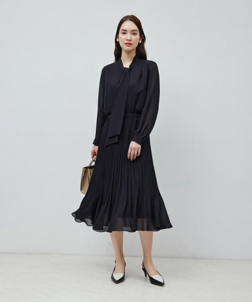 ジョーゼット シフォンプリーツワンピース【セレモニー対応】 品番 ジョーゼット シフォンプリーツワンピース 洗える トリアセテート