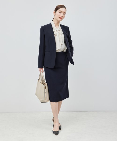 トリアセテートダブルクロスVネックジャケット【セレモニー対応】【洗える】 品番 洗える トリアセテート