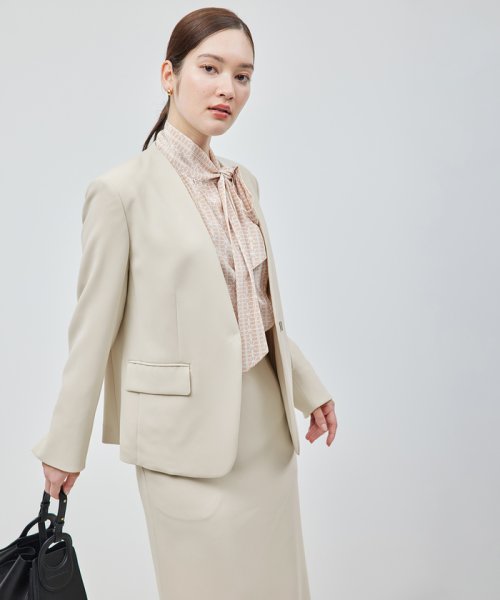 トリアセテートダブルクロスVネックジャケット【セレモニー対応】【洗える】 品番 洗える トリアセテート