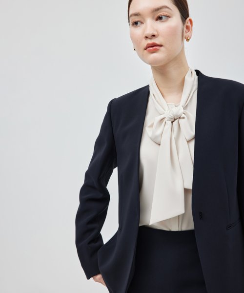 トリアセテートダブルクロスVネックジャケット【セレモニー対応】【洗える】 品番 洗える トリアセテート