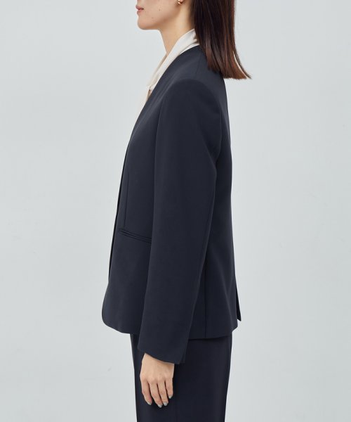 トリアセテートダブルクロスVネックジャケット【セレモニー対応】【洗える】 品番 洗える トリアセテート