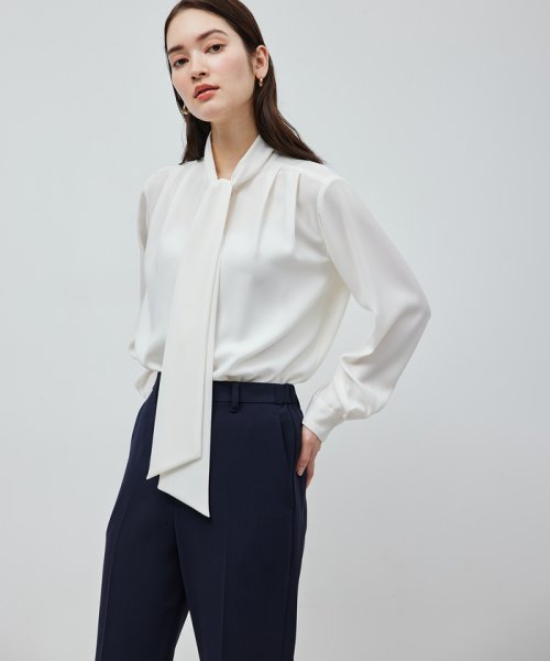 ジョーゼットストレッチ ボウタイブラウス【セレモニー対応】【洗える】 品番 洗える ジョーゼットストレッチ ボウタイブラウス トリアセテート