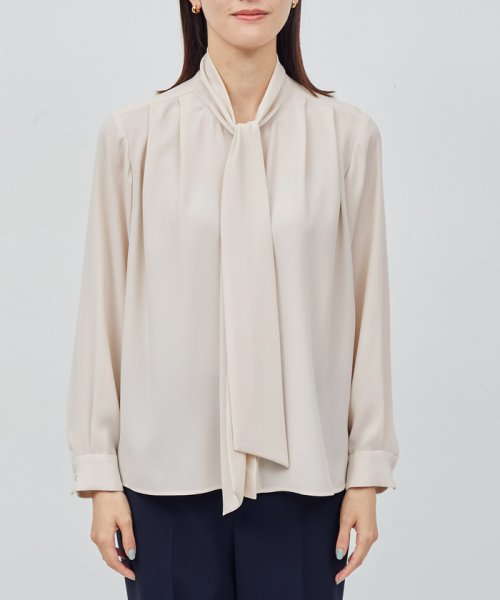 ジョーゼットストレッチ ボウタイブラウス【セレモニー対応】【洗える】 品番 洗える ジョーゼットストレッチ ボウタイブラウス トリアセテート