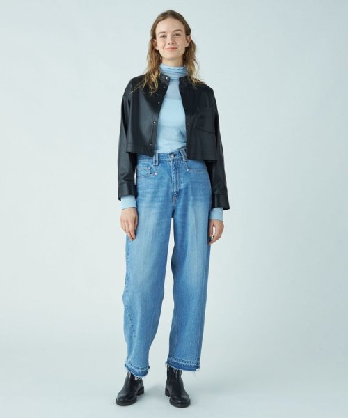 シンセティックレザー ショートジャケット 