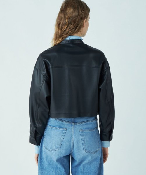 シンセティックレザー ショートジャケット 