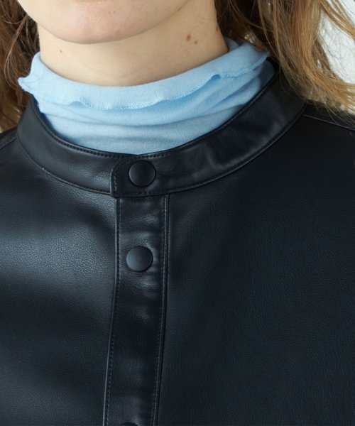 シンセティックレザー ショートジャケット 