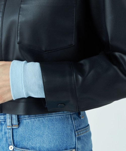 シンセティックレザー ショートジャケット 