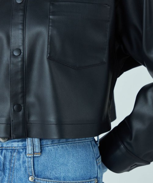 シンセティックレザー ショートジャケット 