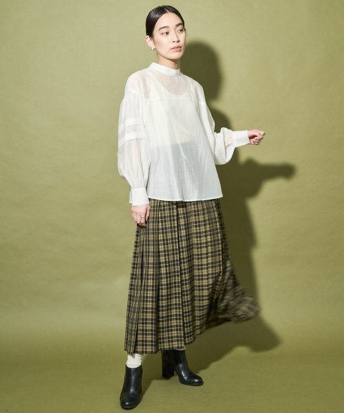 【Audrey and John Wad】オーバーチェックプリーツスカート 