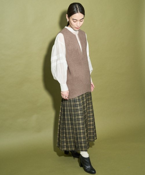【Audrey and John Wad】オーバーチェックプリーツスカート 