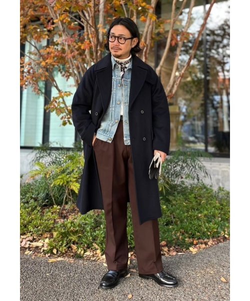 グッチ ウールカシミヤ混 ロングコート 跳ね上がっ 