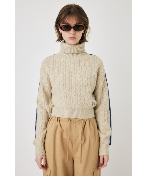 moussy(マウジー)/LINE SLEEVE CABLE KNIT トップス/img05