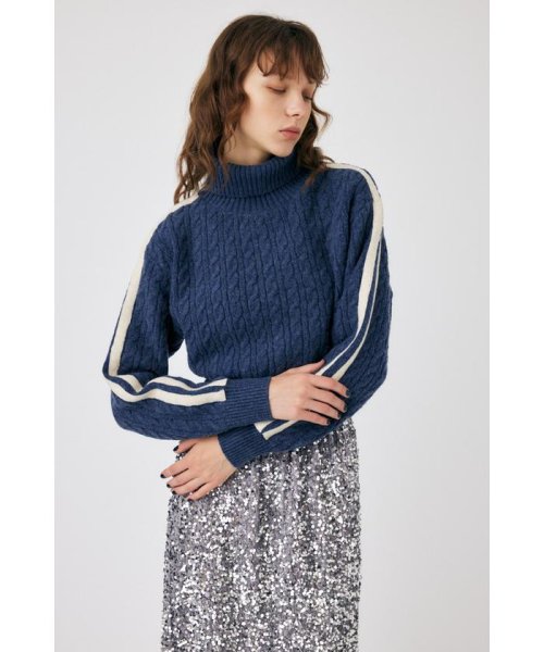 moussy(マウジー)/LINE SLEEVE CABLE KNIT トップス/img28