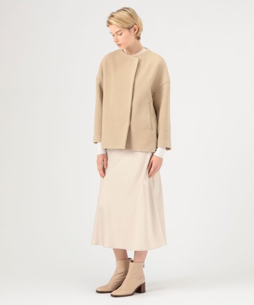 ウールナイロンベロア コクーンコート 