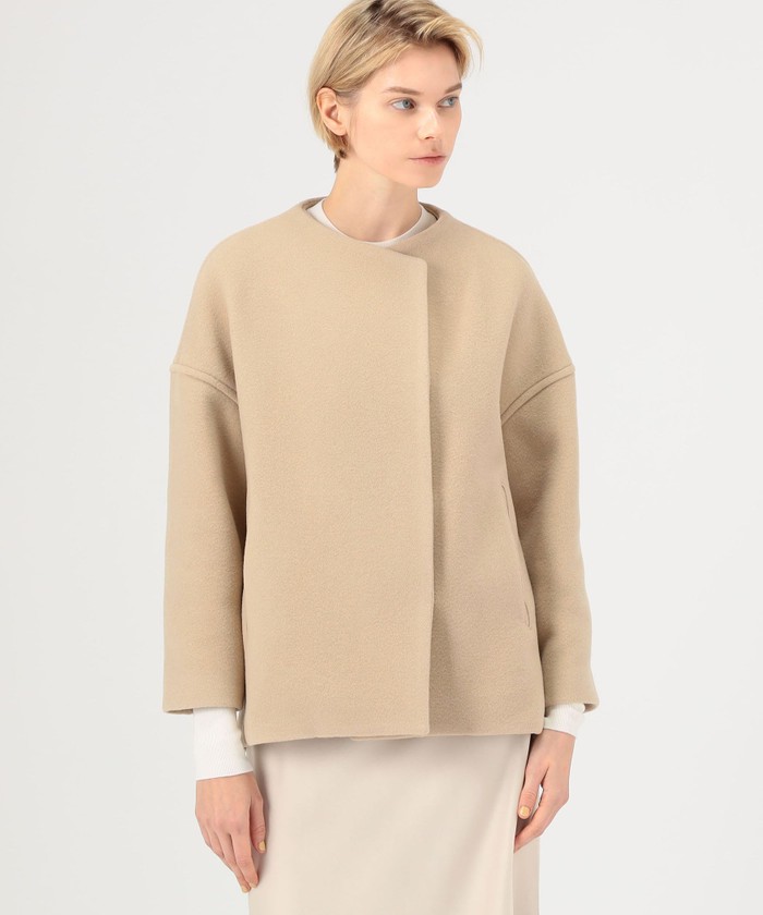 ウールナイロンベロア コクーンコート