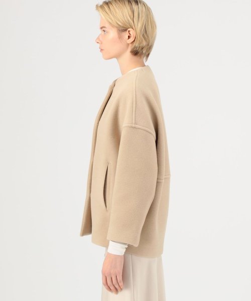 ウールナイロンベロア コクーンコート 