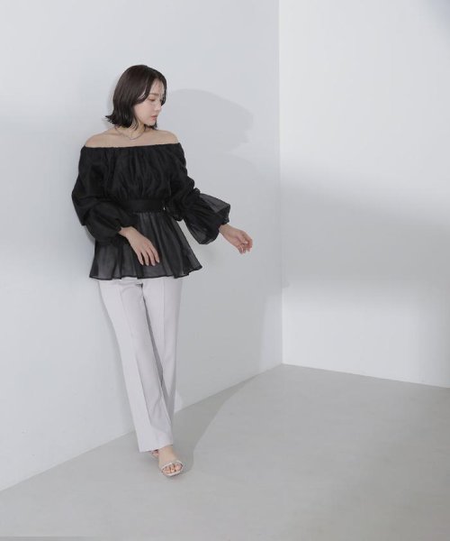 NATURAL BEAUTY BASIC(ナチュラルビューティーベーシック)/シアーギャザーペプラムブラウス　24SS/img02