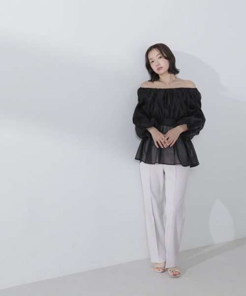 NATURAL BEAUTY BASIC(ナチュラルビューティーベーシック)/シアーギャザーペプラムブラウス　24SS/img06