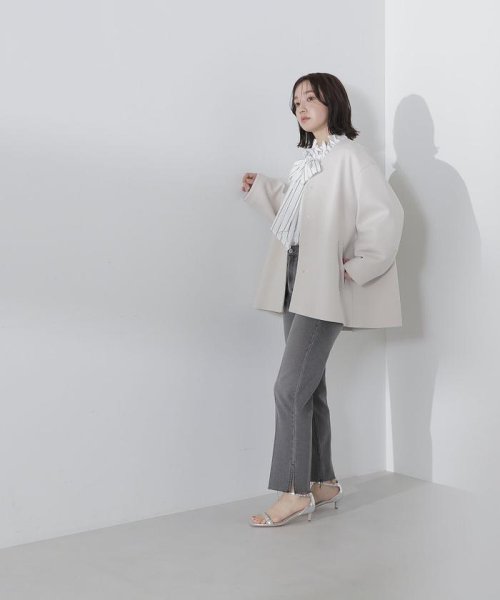 NATURAL BEAUTY BASIC(ナチュラルビューティーベーシック)/ノーカラーフォルムハーフコート　24SS/img02