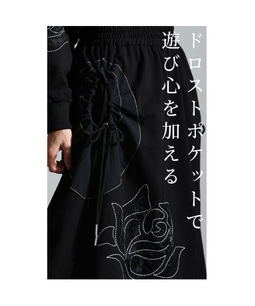 Sawa a la mode(サワアラモード)/繊細に描かれたステッチ薔薇柄スカート/img04