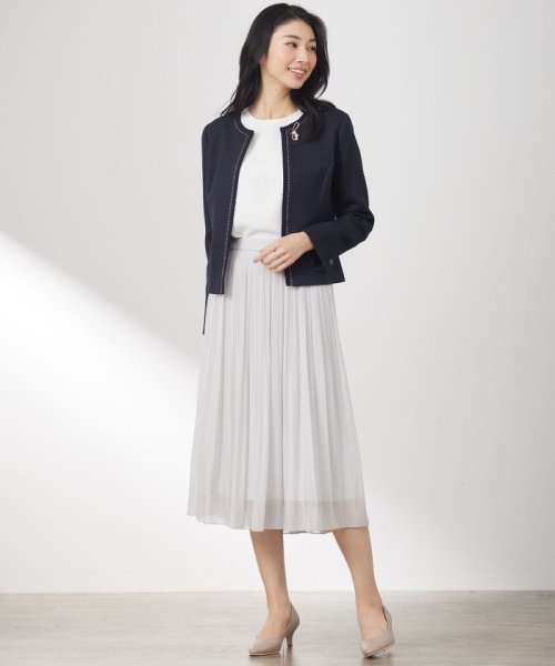 リップルボーダーストレッチ ノーカラージャケット  K1423800165(10850円)