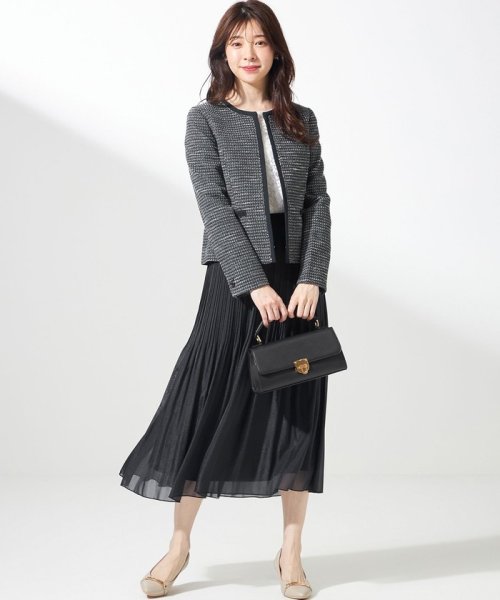 リップルボーダーストレッチ ノーカラージャケット  K1423800165(10850円)