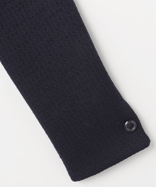 リップルボーダーストレッチ ノーカラージャケット  Y1421304615(10850円)