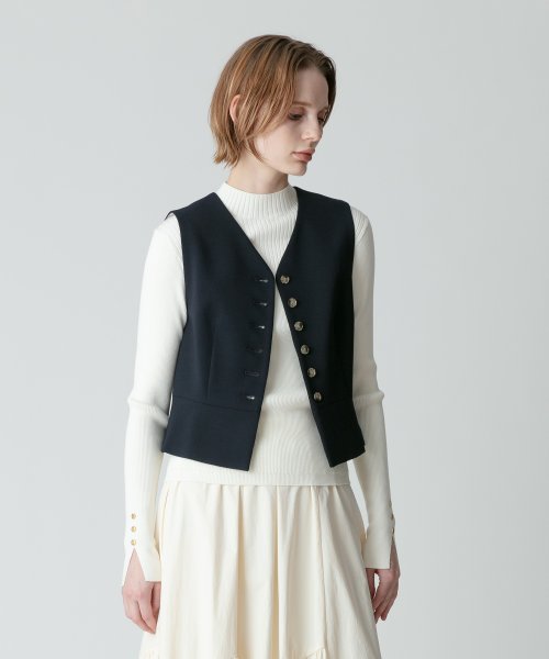 【セットアップ対応可能】ギャバ釦アクセントジレ 