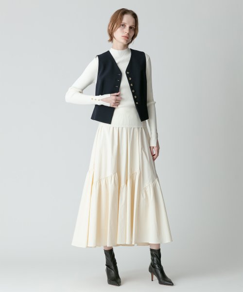 【セットアップ対応可能】ギャバ釦アクセントジレ 