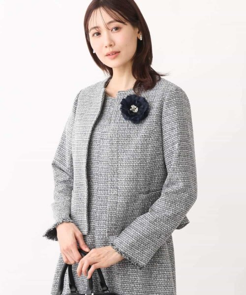 [セットアップ対応]ラメツイードノーカラージャケット 
