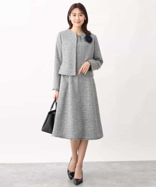 [セットアップ対応]ラメツイードノーカラージャケット 