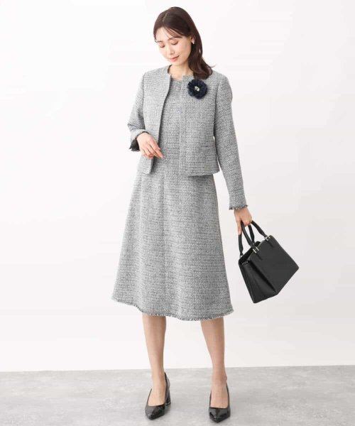 [セットアップ対応]ラメツイードノーカラージャケット 