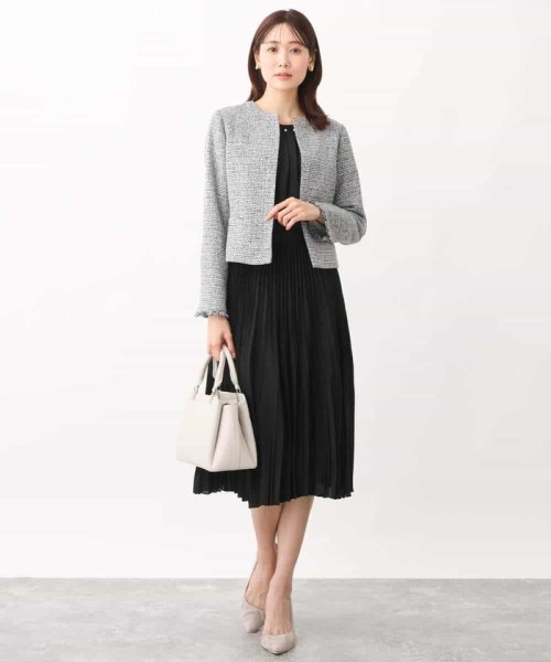 [セットアップ対応]ラメツイードノーカラージャケット 