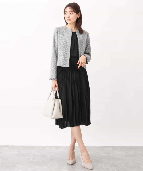 [セットアップ対応]ラメツイードノーカラージャケット 