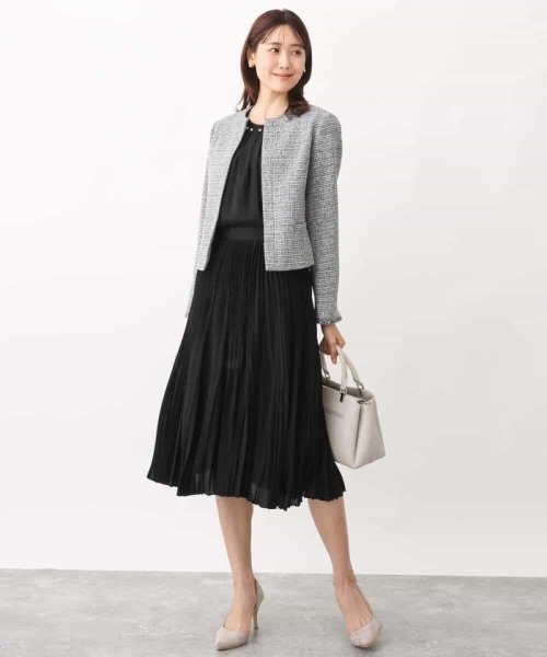 [セットアップ対応]ラメツイードノーカラージャケット 